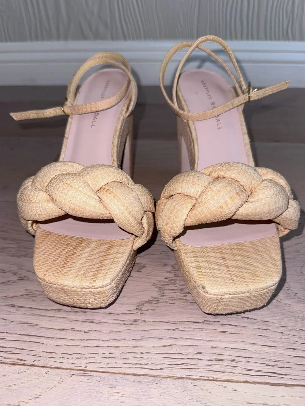 Loeffler Randall Fae Braided Raffia Platform Sandal Sz; 9